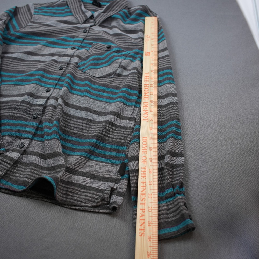 Patagonia Organic Cotton Striped Button Down Shirt Women's 10 Turquoise Gray - Picture 6 of 9